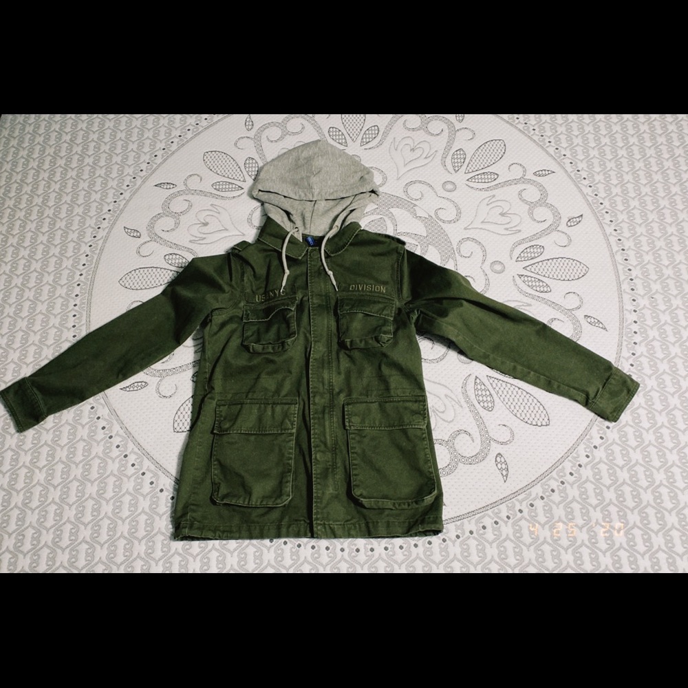 green and grey jacket